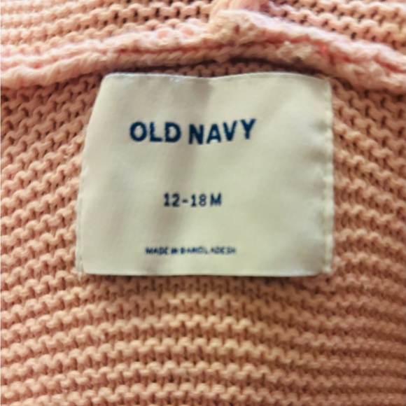 Old Navy Hooded Button Front Knit Cardigan in Pink 12-18 months NWOT - Picture 2 of 2